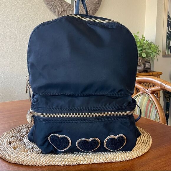 Stoney Clover Classic Backpack With Customized Fuzzy Heart Decals Gold Hardware - Picture 1 of 16